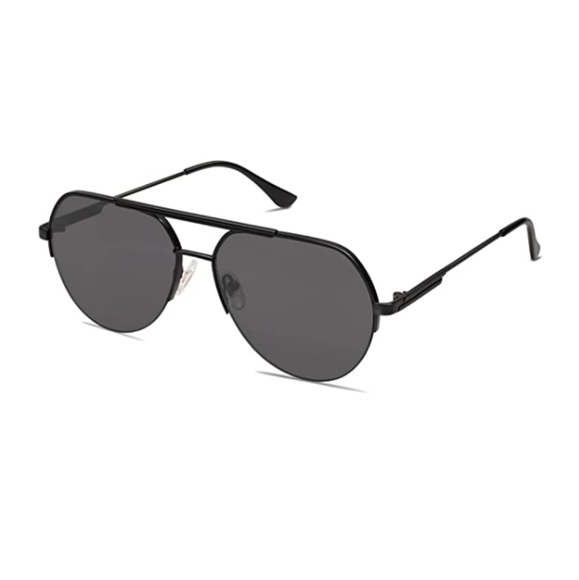 New Black Classic Aviator Sunglasses for Women Men Semi-Rimless Shades